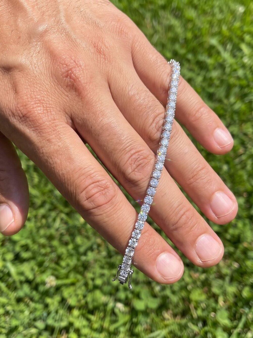 Mens Tennis Bracelet Silver 9 Inch 3mm Iced Hip Hop No Pass